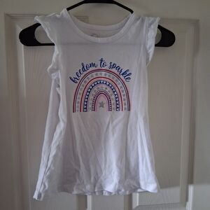 wonder nation White Tank with Red, Blue & Silver Rainbow Graphic